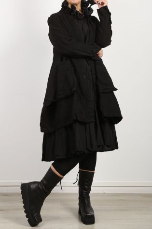 rundholz dip - Mantel mit großen aufgesetzten Taschen aus grobem Leinen Oversize black