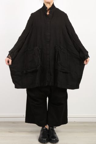 rundholz dip - Mantel mit großen aufgesetzten Taschen aus grobem Leinen Oversize black