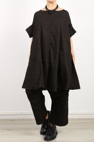 rundholz dip - Kleid mit Stoffbahnen an den Ärmeln Oversize Cotton Stretch black
