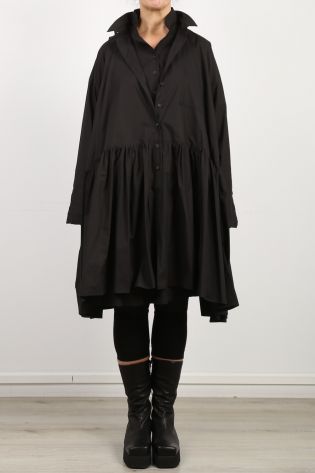 rundholz - Hemdkleid mit breitem Volant doppellagig übereinander getragen Oversize black