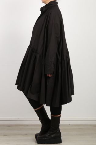 rundholz - Hemdkleid mit breitem Volant doppellagig übereinander getragen Oversize black