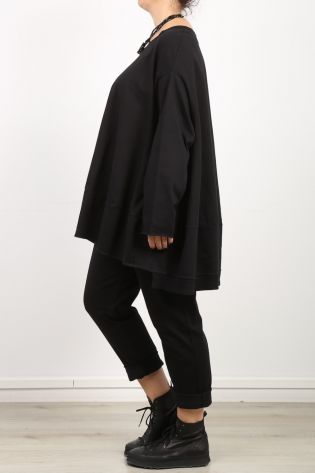 black by k&m - Tunika THERE IS A SMILE ON MY FACE Oversize Jersey Cotton black