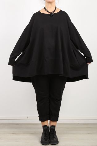 black by k&m - Tunika THERE IS A SMILE ON MY FACE Oversize Jersey Cotton black