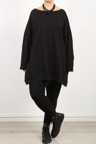 rundholz dip - Tunika mit offenen Seiten Sweaterstoff Oversize Cotton black