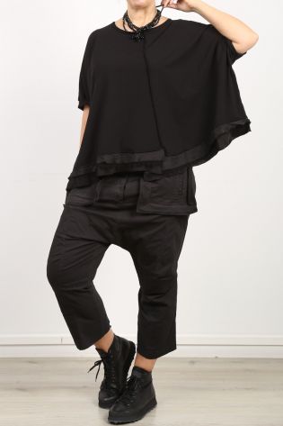 rundholz dip - Hose mit großen Taschen und Rippeinsätzen Cotton Stretch black