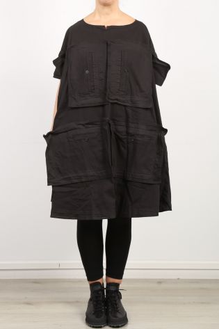 rundholz dip - Kleid mit mehreren Taschen vorne und hinten Oversize Cotton black