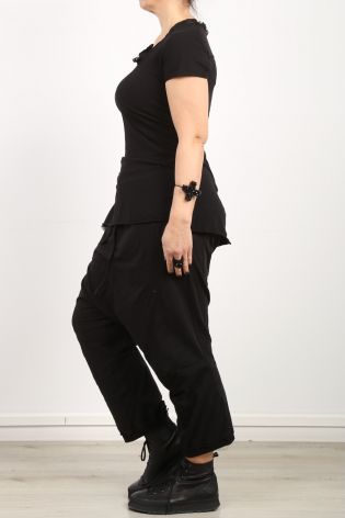 rundholz - Shirt Kurzarm mit Batist- Tüll- und seideähnlichen Einsätzen Cotton Jersey Stretch black