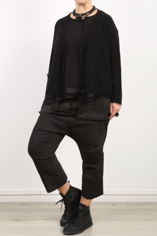 rundholz - Shirt Kurzarm mit seideähnlichen Einsätzen Oversize Cotton Jersey Stretch black
