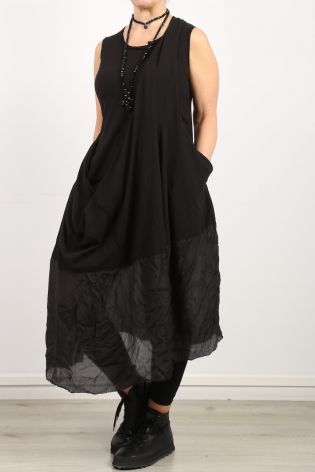 rundholz - Shirtkleid mit Umhang und seideähnlichem Breitsaum Cotton Jersey Stretch black