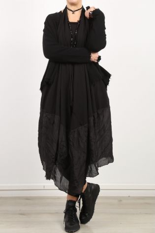 rundholz - Shirtkleid mit Umhang und seideähnlichem Breitsaum Cotton Jersey Stretch black