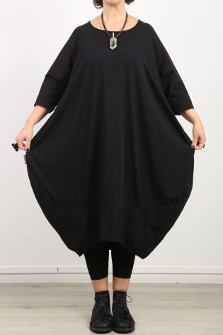 rundholz black label - Weites Kleid in Ballonform Stoff Mix Oversize black