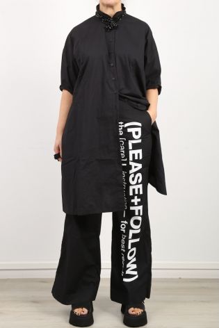rundholz black label - Hose Marlene mit Print auf dem linken Bein Cotton Popeline black print