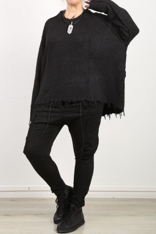rundholz dip - Sweater with fringes pure silk oversize black