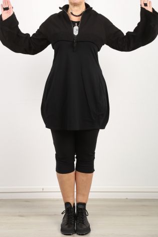 rundholz dip - Short sweater jacket with wide sleeves and wide ribbed inserts Cotton black