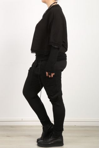 rundholz dip - Sweater with ribbed cuffs and silk oversize cuffs black