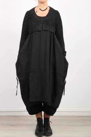 rundholz - Short cardigan with wide patent pattern and yarn with paper content black