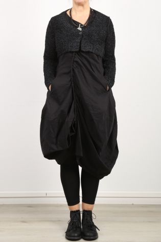 rundholz - Short cardigan with wide patent pattern and yarn with paper content black