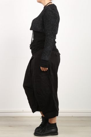 rundholz - Linen trousers with wide legs and dropped crotch black
