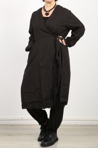 aequamente - Leinenkleid Mantelkleid variabel zu tragen black