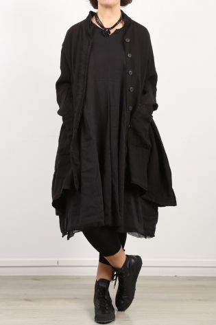 hannoh wessel - Kleid ROMOLA mit kleinen Falten und Kurzarm Leinen Seide black